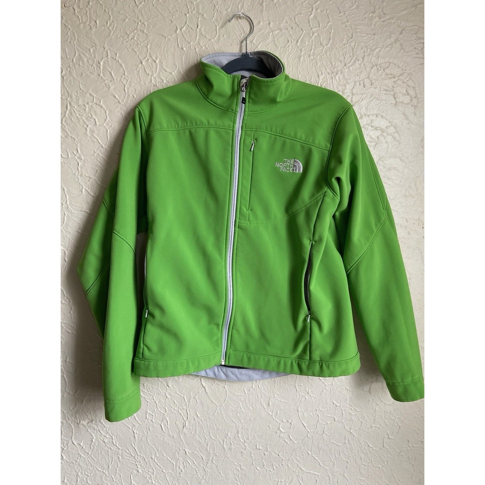 THE NORTH FACE Jacket Women's MEDIUM Fleece Shell Zip Pockets Green Base Layer